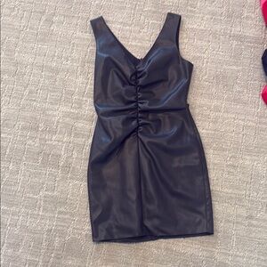 Elegant Blue grey pleather Sleeveless Dress